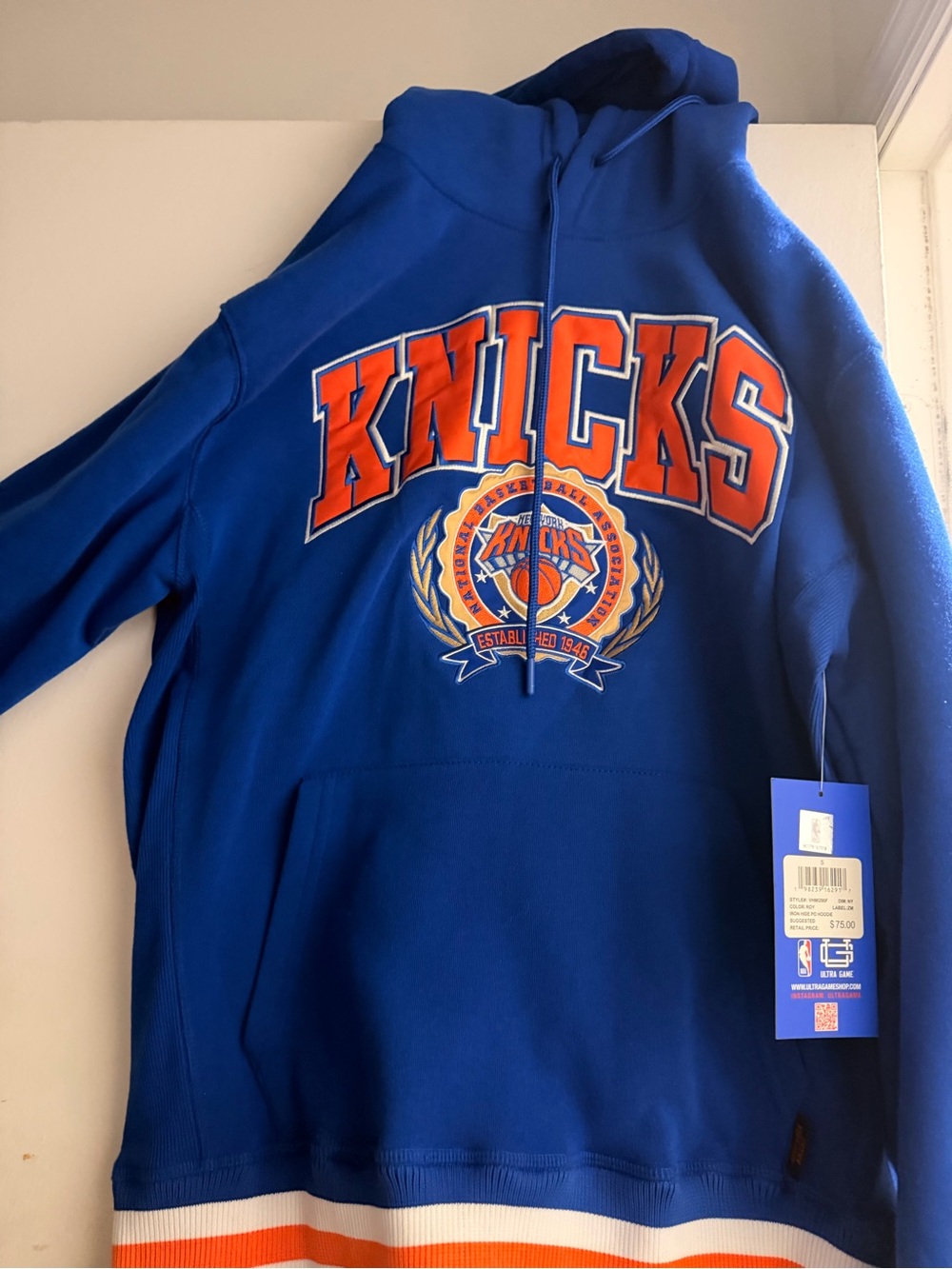 New York Knicks Royal Blue Hoodie with Orange Lettering